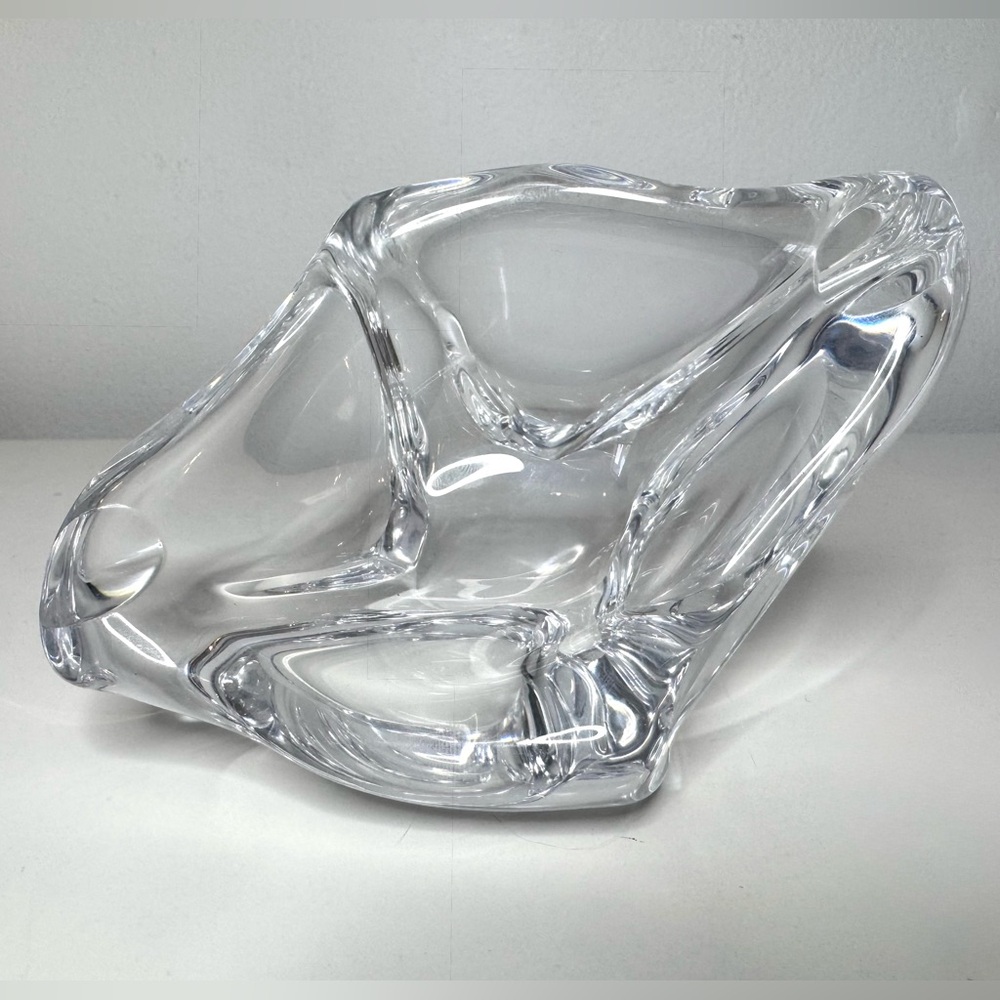 Vintage Daum France Art Crystal Ashtray / Sculptural Bowl – Signed